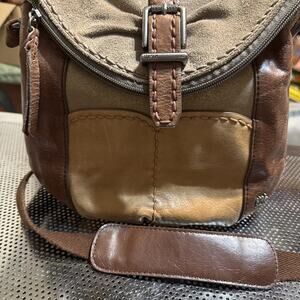 The Sak Deena Flap Crossbody Brown Color block Leather Purse Vintage Boho Style